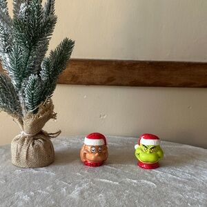 Christmas Grinch and Reindeer salt and pepper figurines